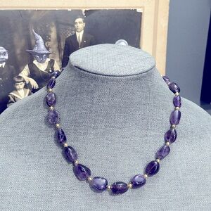 Genuine Amethyst Agate Stone Beaded Necklace